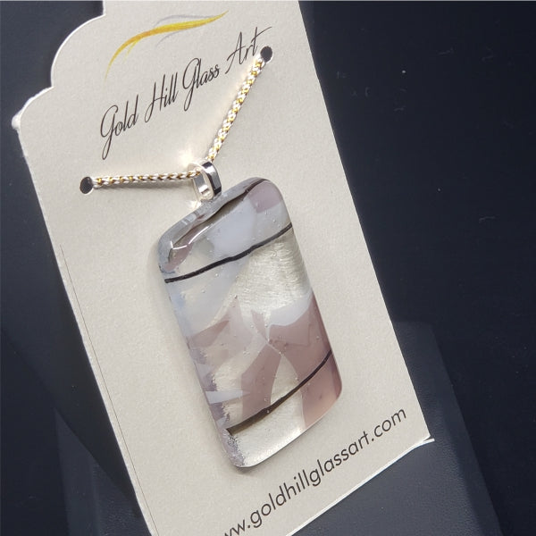 Clear, Lavender, and White Fracture Pendant