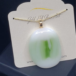 Green and Creamy White Glass Pendant