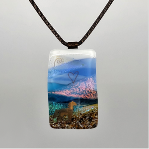 Dichroic Glass, "I Love Horses" Pendant