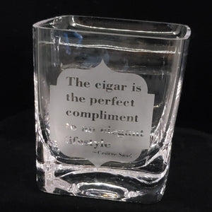 Custom Cigar Glass - Old Fashioned Whiskey Glass With Indented Cigar Rest Holder