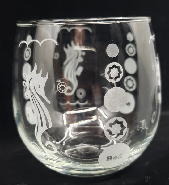 Custom Wine Glasses - Seahorse Design