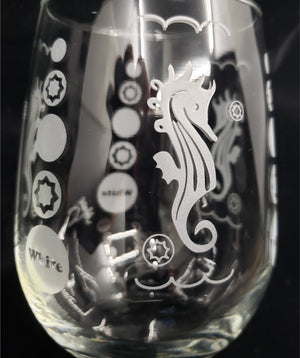 Custom Wine Glasses - Seahorse Design