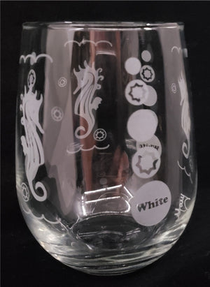 Custom Wine Glasses - Seahorse Design